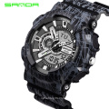 SANDA 799 2 Fashion Colorful Men Women Sport Outdoor Digital Analog Alarm 30M Waterproof Military Watches